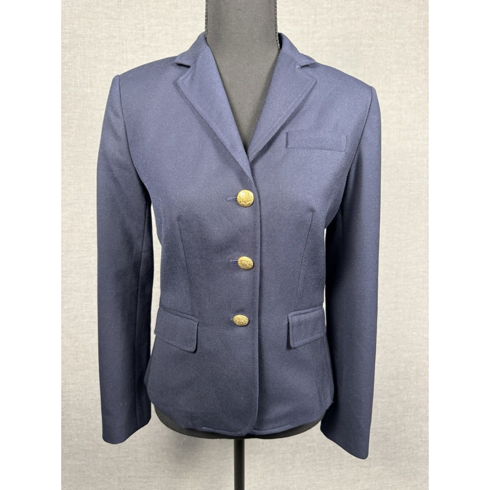 J.Crew 2 Wool Schoolboy Blazer Jacket‎ Navy Gold Buttons Preppy Capsule Career